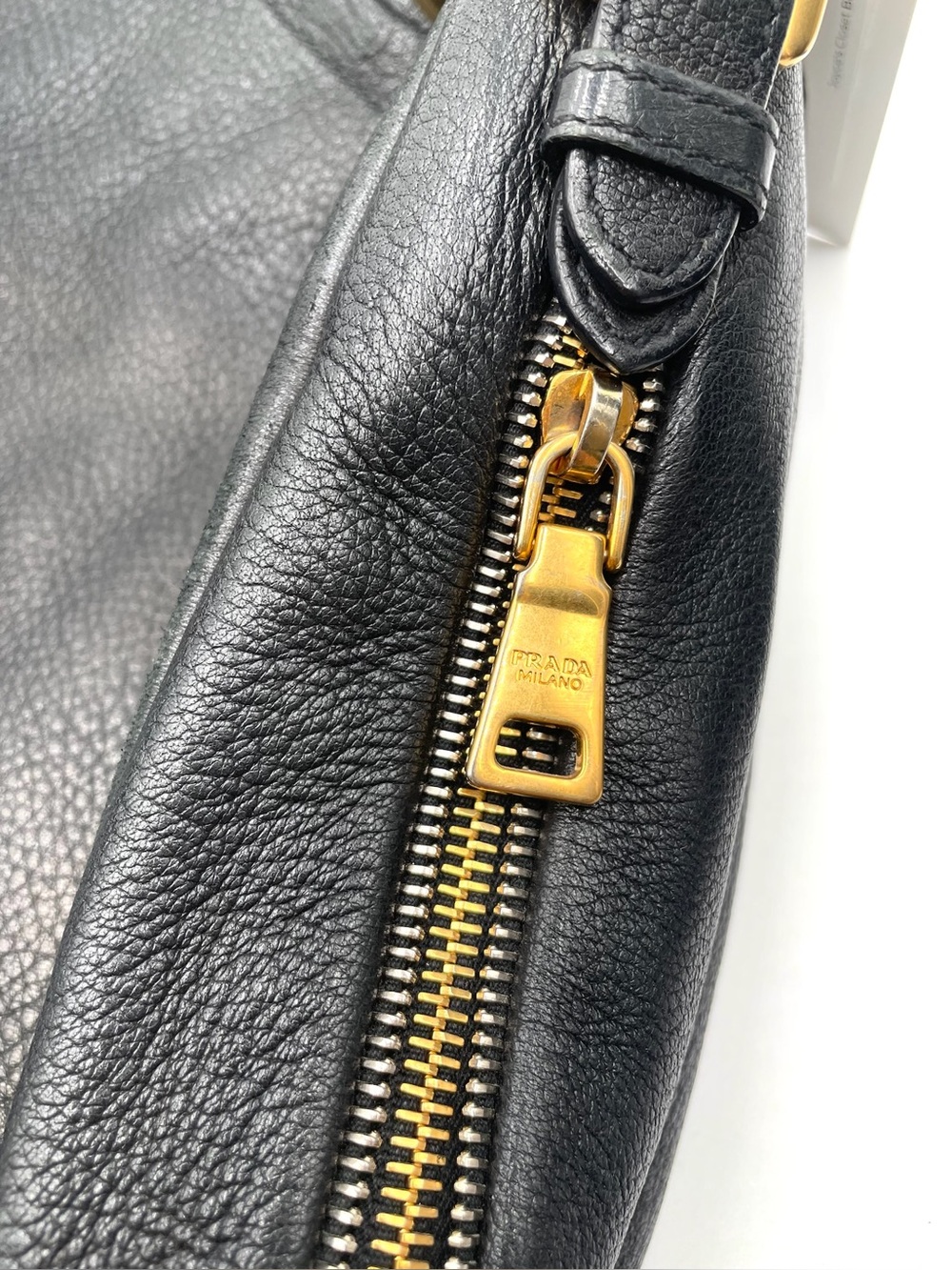 Prada Black Leather Vitello Daino Zip Hobo Bag - Picture 12 of 14
